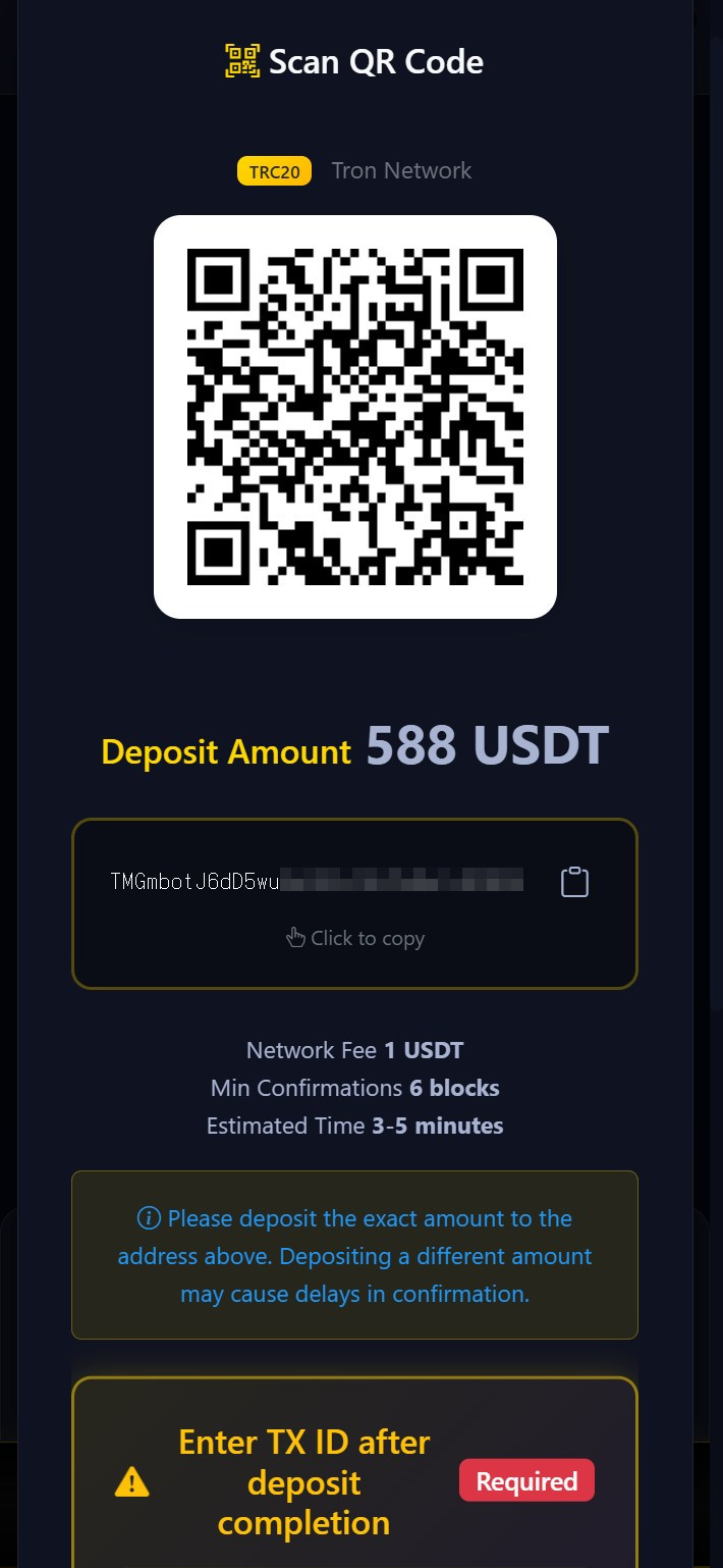 Send exact amount to company address