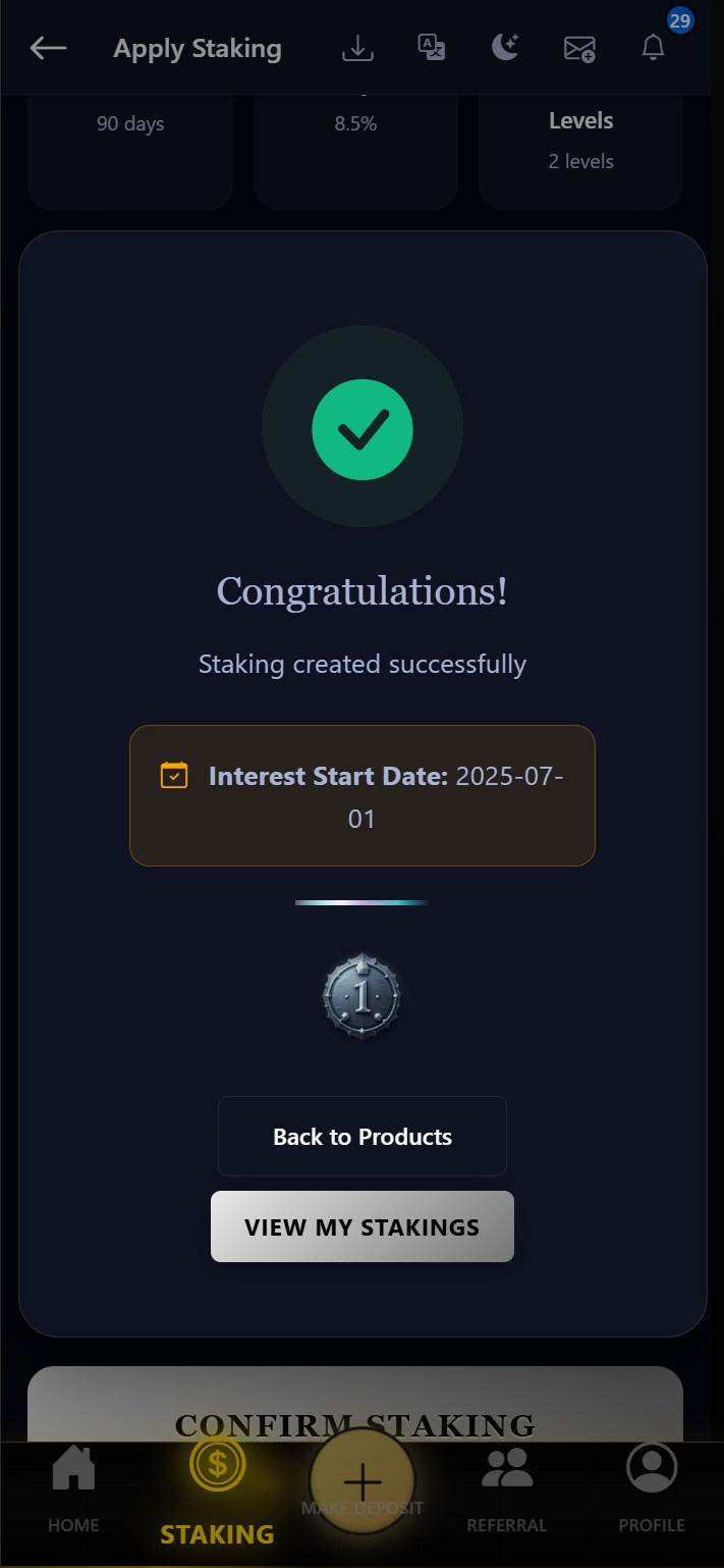 Staking application completed