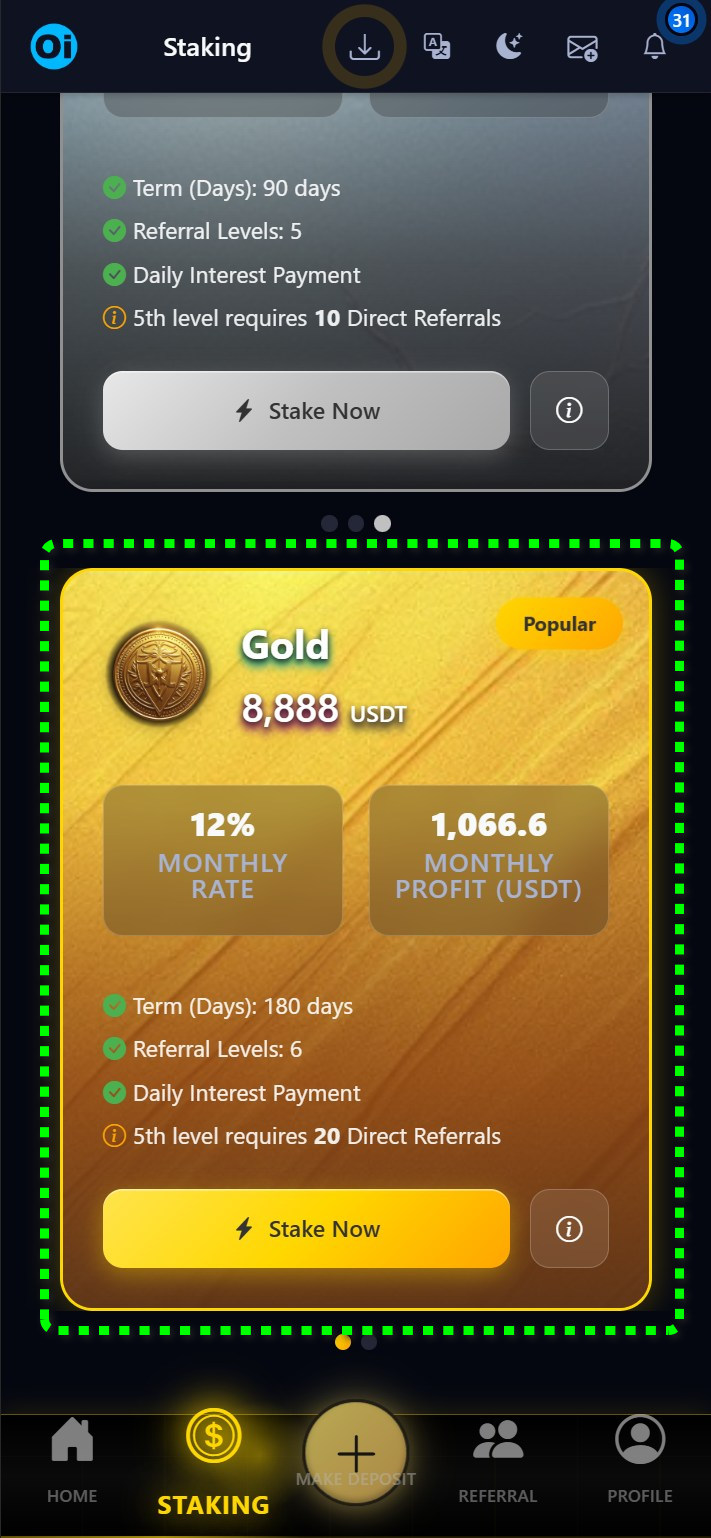 Gold Staking Product
