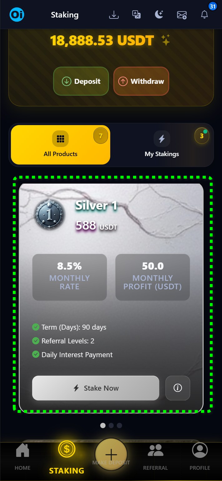 Silver 1 Staking Product