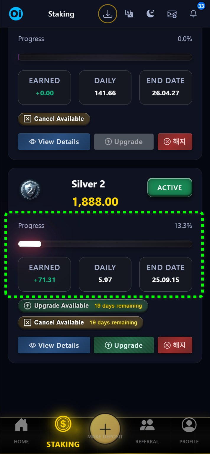 Silver2 staking progress