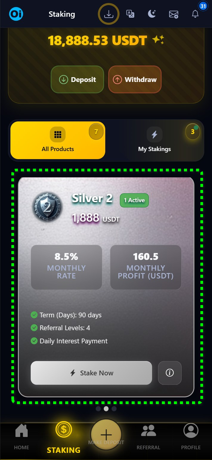 Silver 2 Staking Product