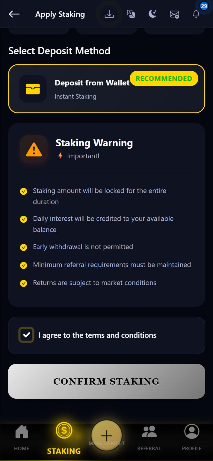 Investment terms agreement