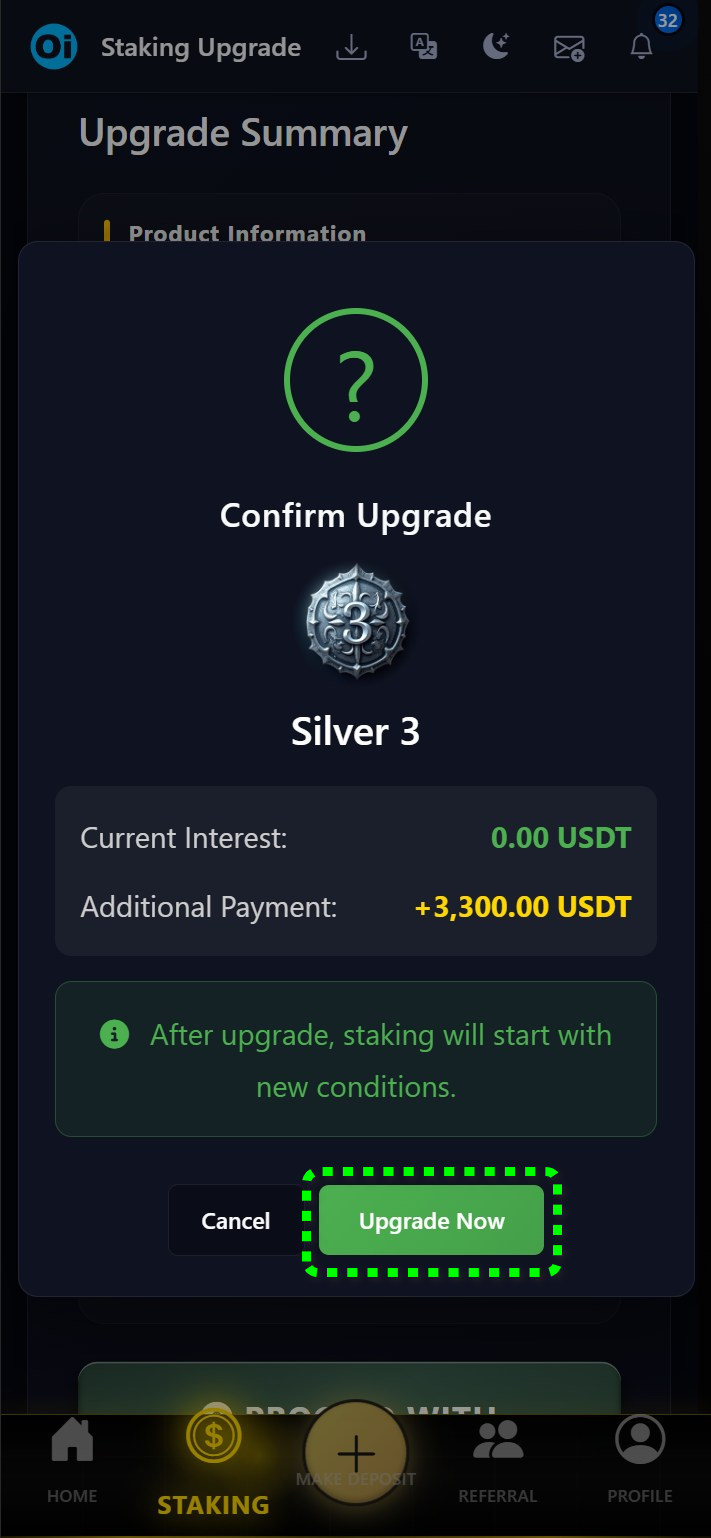 Final upgrade confirmation