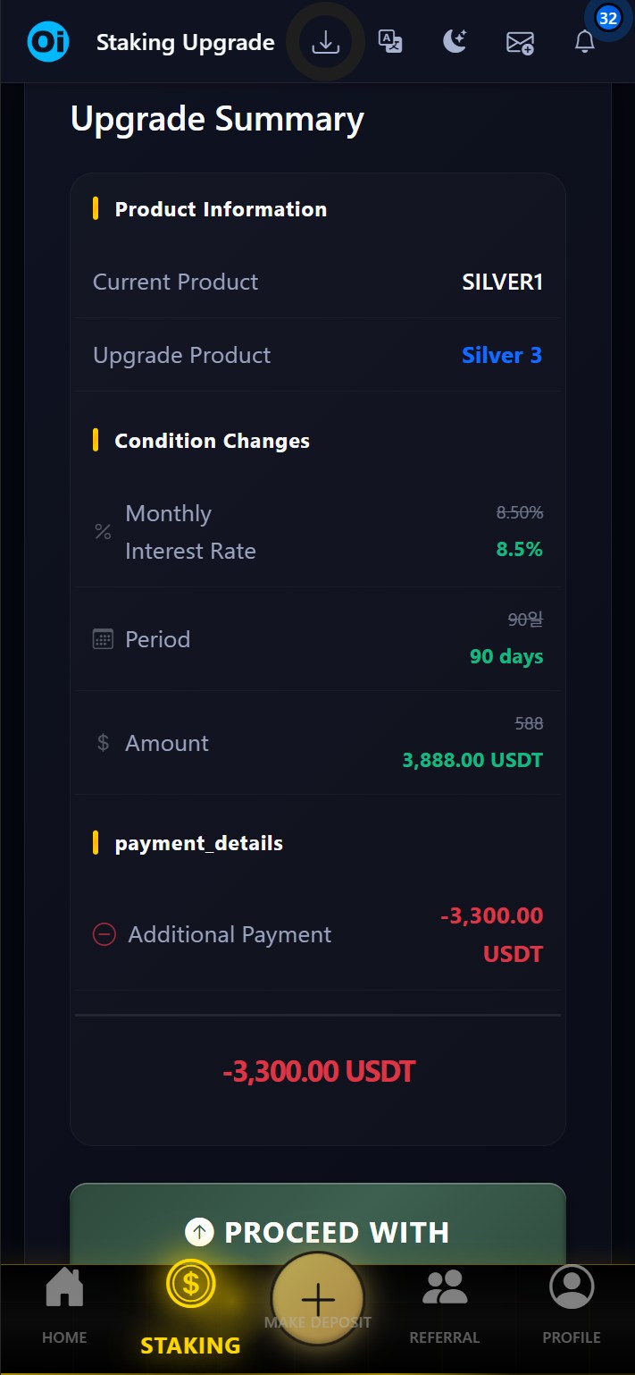 Upgrade detail information